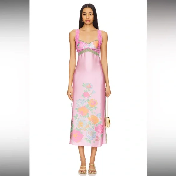 chinese dress ladies Lisa Maxi Dress, in Light Pink Luxe Satin, Size: Large | Show Me Your Mumu
